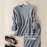 2015秋冬新款韩版纯羊绒衫外套女圆领套头针织毛衣套装裙特价包邮