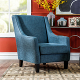 W奇居良品现代美式简约家具客厅布艺单人沙发 麦肯蓝色单人沙发椅