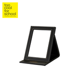 韩国toocoolforschool魔力化妆镜折叠便携台式镜子黑色pu皮梳妆镜