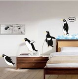 卧室客厅走廊过道玄关窗台AY1936企鹅卡通可移除墙贴壁纸贴画包邮