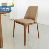 纳威 现代简约时尚餐椅 皮面实木脚餐椅 水曲柳实木餐椅家具DC001