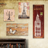 法式乡间复古无框装饰木板画挂壁画咖啡厅酒吧墙壁装饰道具