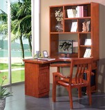 简约现代实木家用卧室带书柜架写字台转角书桌台式机一体机电脑桌
