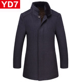 YD7男士毛呢大衣韩版修身中长款中老年羊毛清仓纯色秋冬正品外套