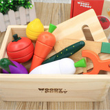 木制蔬菜水果切切乐 男女孩宝宝益智力早教过家家磁性切切看玩具