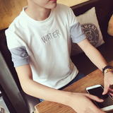 个性刺绣夏季新款短袖t恤男韩版修身青少年圆领男式半袖衣服潮流
