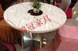 厂家直销人造大理石火锅桌餐饮家具电磁炉火锅桌椅 大理石圆餐桌