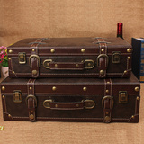 欧式复古皮箱老式手提箱仿古收纳箱木箱 手拎包储物箱橱窗道具箱