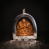 西藏 明代 尊胜佛母 老随身佛 包的925纯银嘎乌盒
