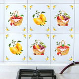 韩国进口墙贴纸厨房防水瓷砖贴冰箱贴仿瓷凹凸面装饰贴画水果果篮