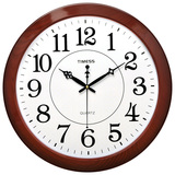 TIMESS挂钟客厅创意现代静音钟表欧式复古木纹时钟表20英寸石英钟