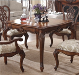 美式实木餐桌简易雕花两用桌四人位饭桌欧式四方桌客厅休闲麻将桌