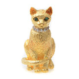 乌鸦百货 Tiffany出品 猫 18K黄金钻石祖母绿1989年古董胸针 q290