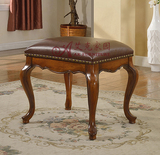 美式实木梳妆凳 真皮化妆凳 欧式小凳子简约古筝钢琴软包椅子特价