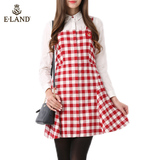 商场代购ELAND衣恋15年新品格纹拼色连衣裙EEOW54V02S专柜正品