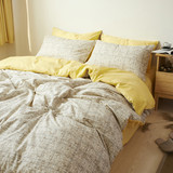 简约条纹床上用品全棉四件套纯棉1.8m床单被套床笠1.5米1.2三件套