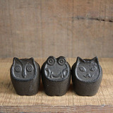 FEN ZAKKA静芬杂货 铸铁猫头鹰青蛙猫咪工艺摆件道具展示出口日本