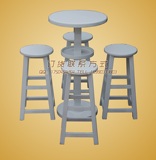 酒吧桌椅套件桌椅组合酒吧椅高脚凳吧台凳碳化桌椅白色圆桌实木