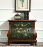 欧式古典彩绘做旧三斗柜实木储物柜抽屉柜美式乡村玄关边柜装饰柜