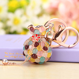 韩国创意礼品水晶水钻福袋汽车钥匙扣女包挂件钥匙链汽车钥匙挂件