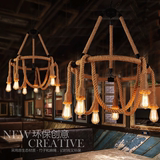 美式乡村复古loft工业铁艺麻绳吊灯餐厅咖啡厅服装店个性艺术装饰