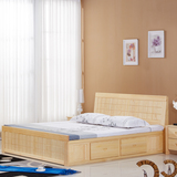 松木床实木床1.5成人床中式卧室储物床宜家单人床1.8米双人床婚床