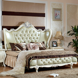 豪华欧式奢华法式公主床白色高端婚床实木雕花真皮美式现代橡木床