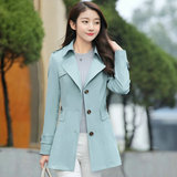 2016秋季新款女装韩版修身显瘦风衣女式中长款西装领大码长袖外套