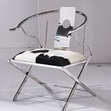 不锈钢家具中式圈椅仿古办公椅靠背椅子围椅茶椅太师椅奶牛皮餐椅