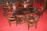 红木家具老挝大红酸枝腰形茶桌六件套 实木交趾黄檀 会客茶桌椅