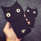 刘亦菲同款黑猫iphone6 plus手机壳苹果5s硅胶保护套6s卡通全包套