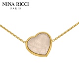 法国代购NINA RICCI正品 莲娜丽姿金色蕾丝花纹爱心形甜美女项链