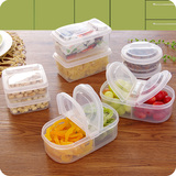 日本进口可叠加五谷杂粮储物罐厨房有盖塑料密封罐食品收纳保鲜盒