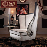 赫莎宫廷法式家具新古典欧式进口实木布艺休闲椅单椅沙发椅L6新品