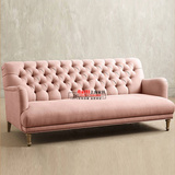 美式新古典三人沙发 欧式实木布艺三人沙发 法式客厅简易多色沙发