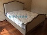 武汉实体展厅 美女床法式美式乡村仿古实木双人软包床带床尾爆款