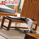心柏乌金木欧式床尾凳实木法式换鞋凳真皮床前凳现代中式床榻长凳