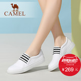 Camel/骆驼女鞋 2016夏季新款板鞋 时尚休闲单鞋 牛皮圆头小白鞋