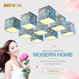 简约现代日式韩式客厅卧室餐厅灯方形中式梅花6 9头布罩吸顶灯具