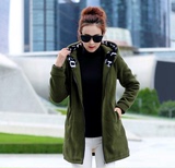 2016新款韩版毛内胆加绒加厚开衫中长款卫衣女大码外套女装