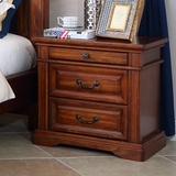 美式实木雕刻床头柜欧式实木床头柜楸木高档经典纯实木床头柜