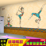 健身房墙纸东南亚佛像瑜伽壁画餐厅酒店包厢休闲吧饭店养生馆壁纸