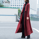 Amii[极简主义]2015冬开襟无扣修身垂感不规则领毛针织衫11511695