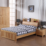 松木床实木儿童床单人床1.2米1.35米1.5米书架高箱储物1.8双人床
