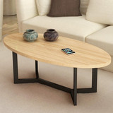 欧式铁艺椭圆形茶几实木桌简约现代创意小户型客厅卧室整装包邮