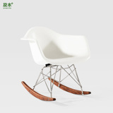 及木家具 创意现代简约 eames玻璃钢休闲椅 实木摇椅子包邮YZ011