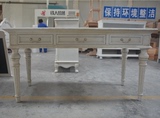 法式乡村实木家具 美式复古白开放油漆3抽屉书房办公书桌工作台