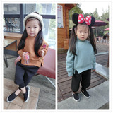 女宝宝加绒卫衣圆领冬季韩国男童套头上衣婴儿童装保暖绒衫1-4岁3
