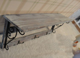 地中海风格壁挂 壁饰 原木帆布白做旧隔板挂钩组合 置物架 书架