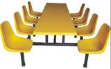 八人位连体快餐桌椅学生食堂餐桌椅特价员工食堂餐桌快餐桌椅组合